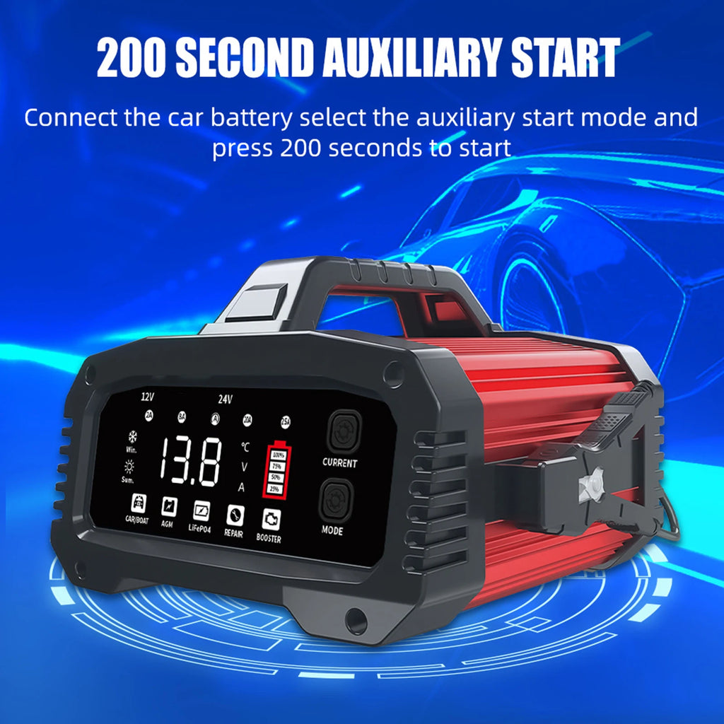 Automatic 12V25A Universal Lifepo4 Lead Acid Battery Clip Charger Aluminum Alloy Construction 1 Year Warranty for Accessories
