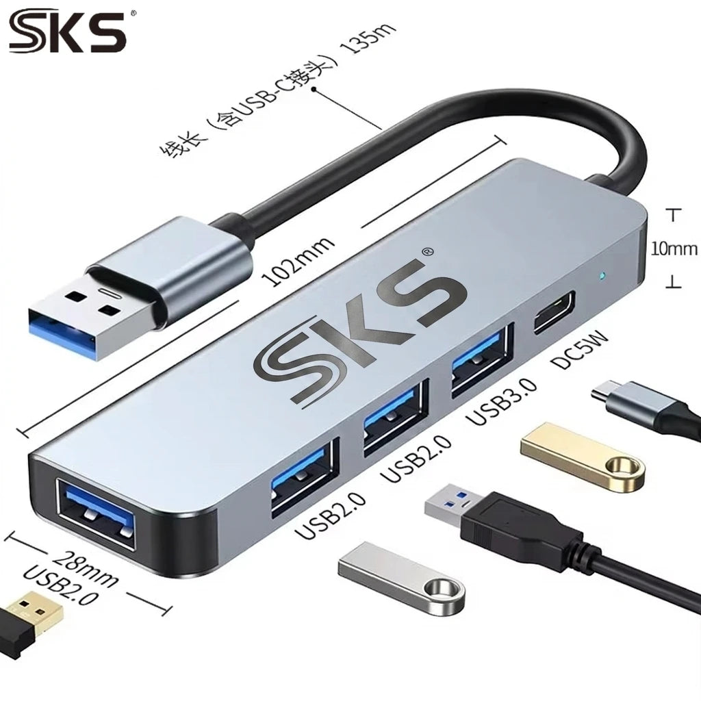 7 in 1 USB 3.0 Hub Dual Input USB Type C Splitter Multi Port USB Adapter With PD Charging for Laptop PC Phone