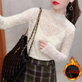 Lace Base Layer Shirt Women's Mid-Neck Thickened Half-High Neck Spring Autumn Winter Inner Wear Sweater Stylish New Model