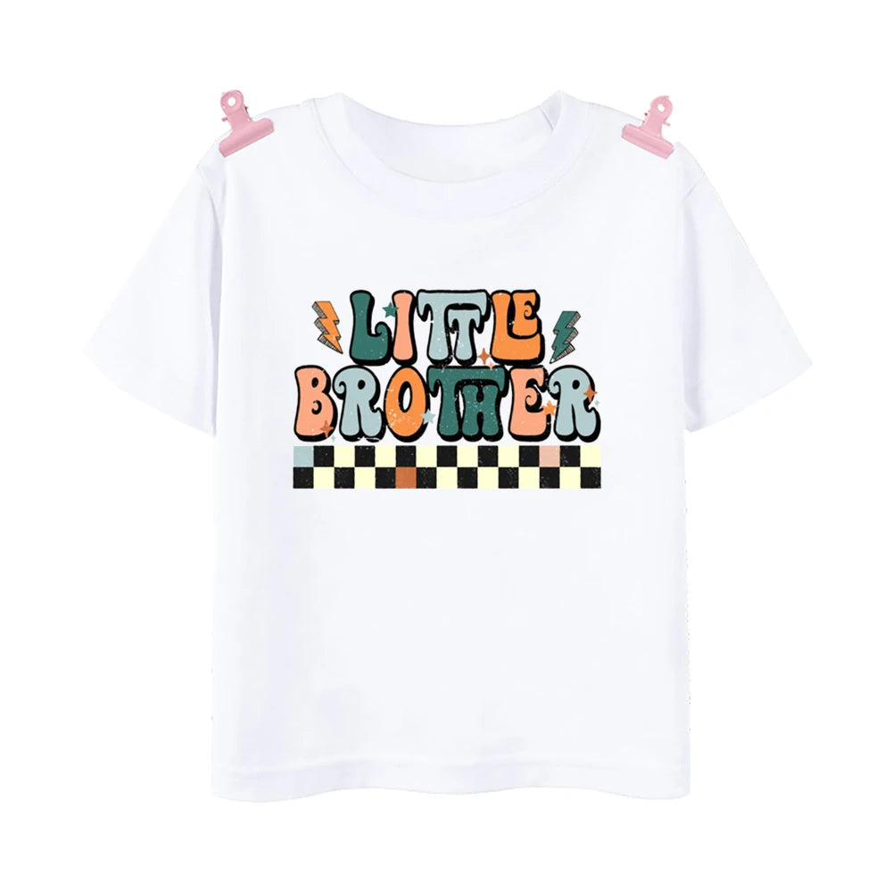 Big Bro Big Sis Little Bro Lilttle Sis Print Family Matching Shirt Boys Girls Sibling Tee T-shirt Kids Summer Short Sleeve Tops