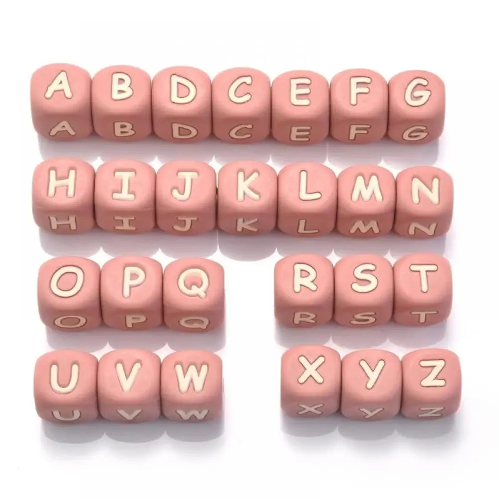 26Pcs Silicone English Letter Beads 12mm Alphabet Silicone Chewing Bead for Pacifier Clip Chain Teether Accessories BPA Free
