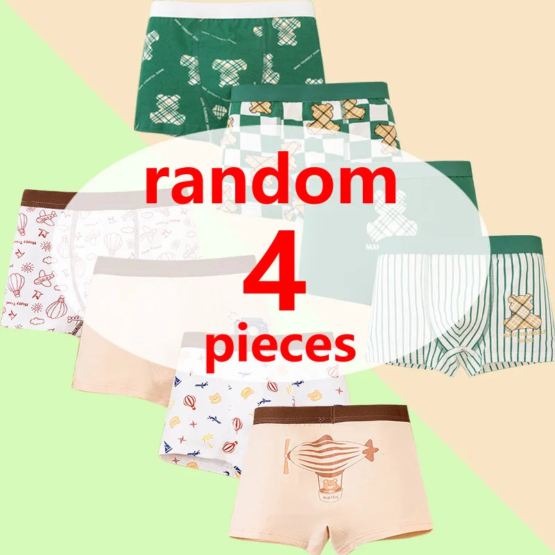 1/4/8 Pcs Boys Boxer Briefs Kids Cotton Underwear Breathable Baby Underpants Teenager Cartoon Print Children Panties 2025 New