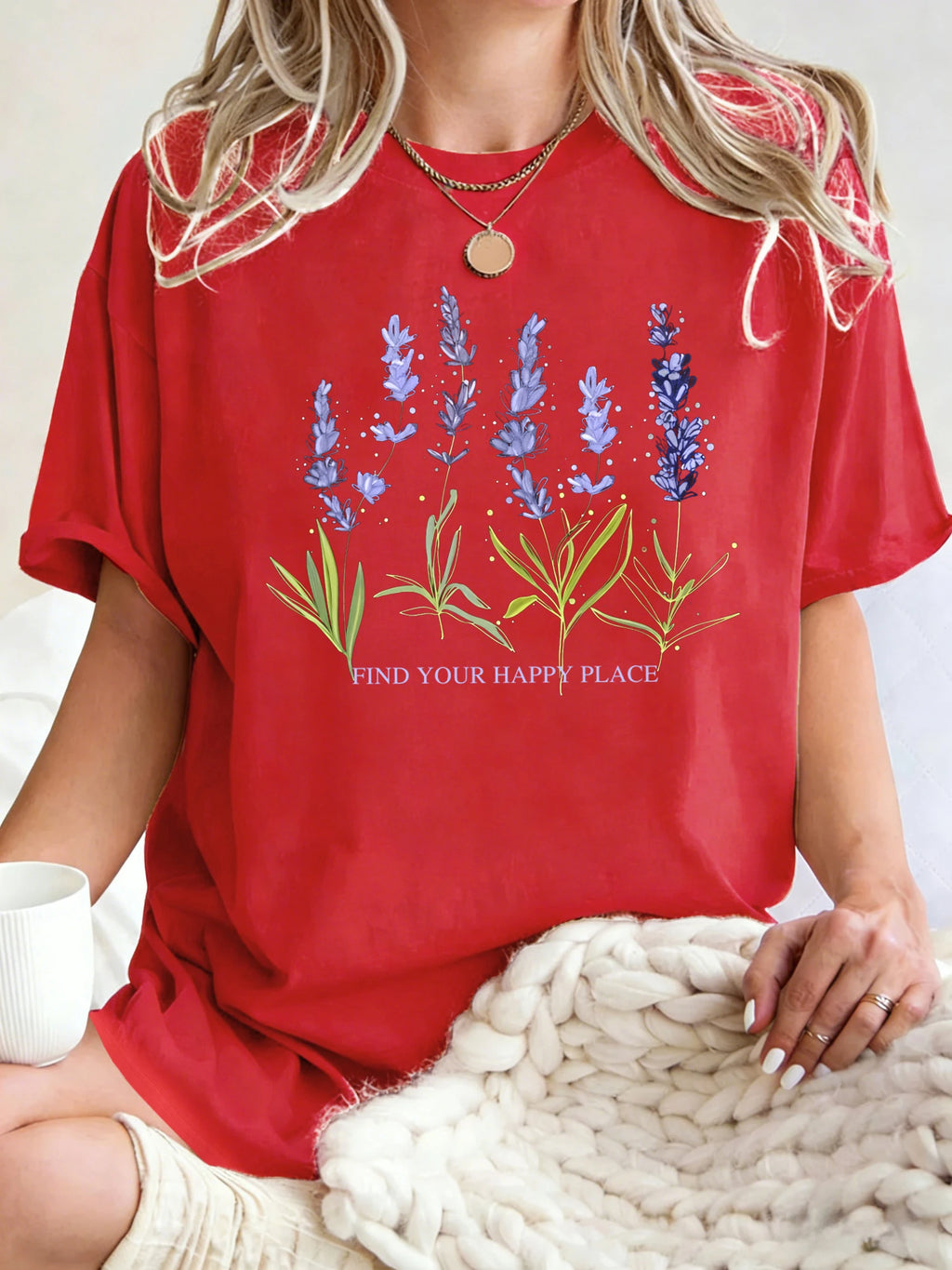 Beautiful Of Lavender Design Women T-Shirt Casual Breathable Short Sleeve Cotton Oversized Tops Summer O-Neck Woman T Shirts