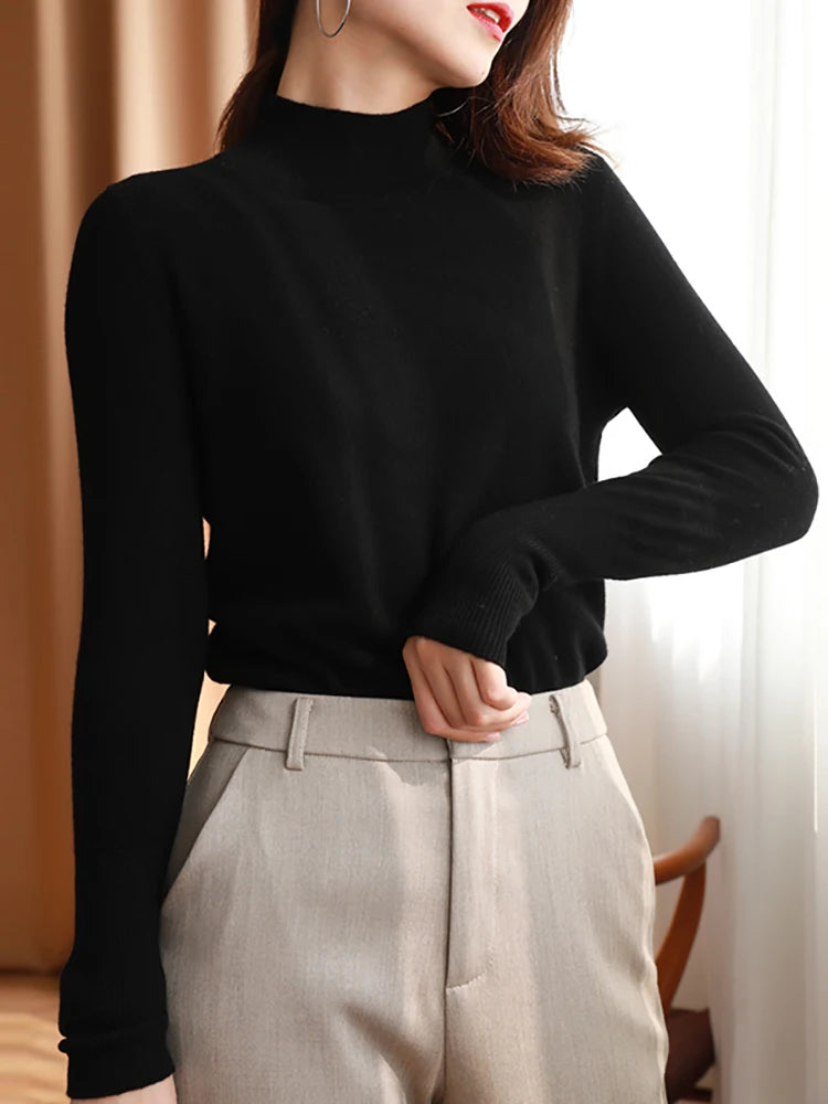 autumn winter chic bottom sweaters women fashion turtleneck pullover slim cashmere 2026 knitted Jumper Soft Warm Pull Femme