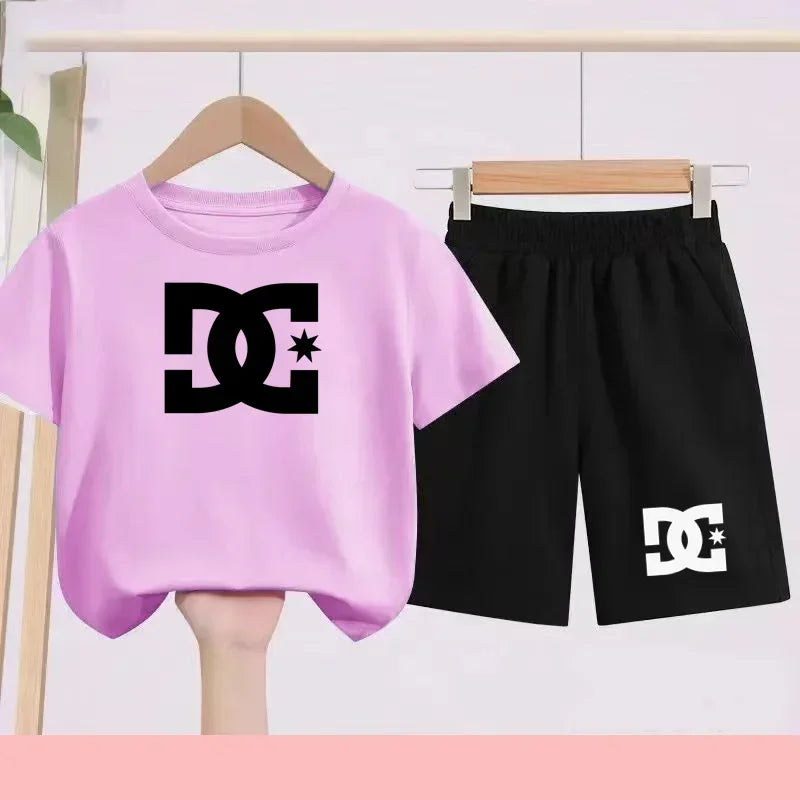 Ensembles d'été Enfants 3-13 Ans Imprimé Mignon T-shirt Sport Manches Courtes + Shorts Décontractés Garçons Filles Tenues Cadeau