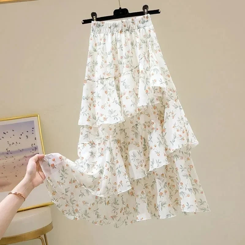 New Style Ladies Summer Simplicity Elegant Fashion Slim Trend Sexy Floral Retro A-line Skirt Fashion Camis Printing Elegant