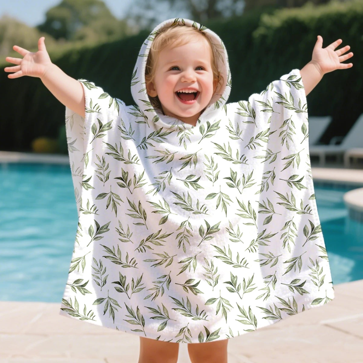 Kangobaby Hooded bathrobe, children's soft plush warm printed bathrobe pajamas, suitable for children aged 1-5 years old