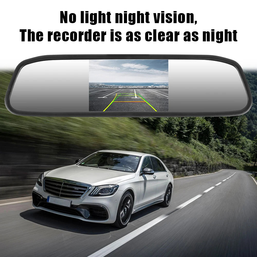 12V Car Interior Mirror Rear View Camera Parking Monitor PDC Parktronics DVD Player 4.3 Inch Screen HD Video Display Accessories