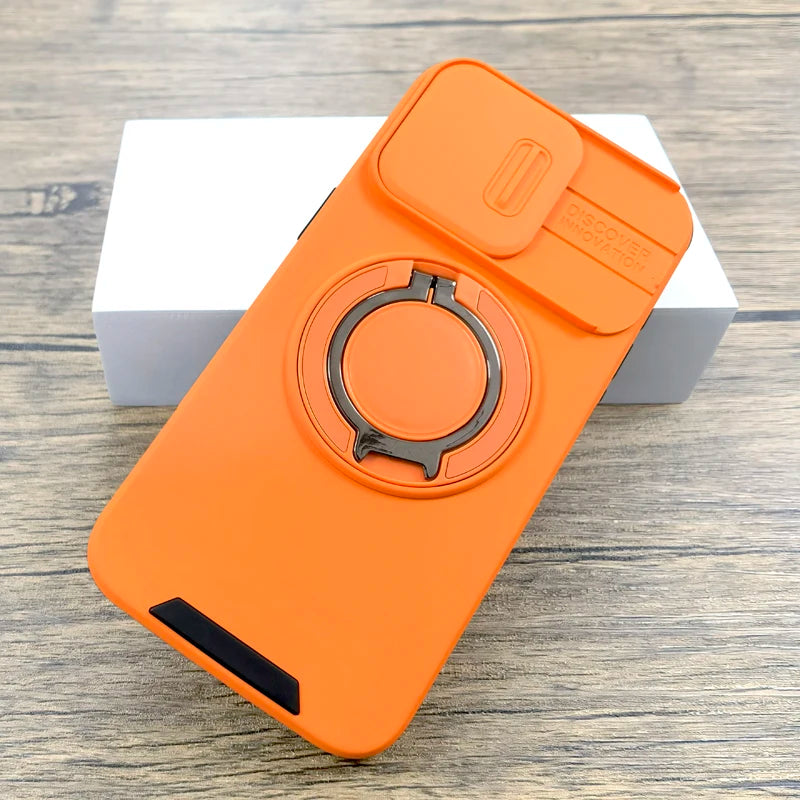 Shockproof Armor Case For iPhone 17 16 15 14 13 12 11 Pro Max 17Pro 16Pro iPhone17 Camera Lens Slide Cap Full Cover Stand Holder