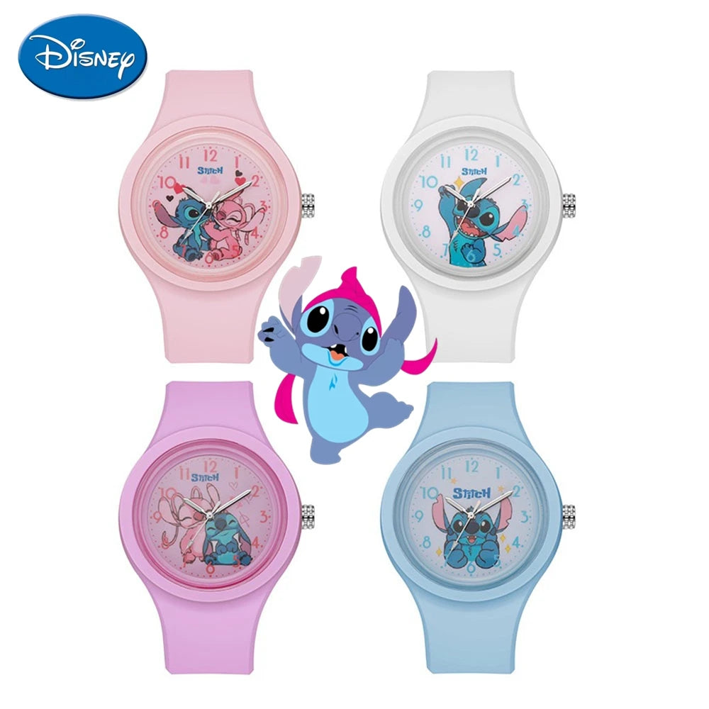 Stitch Boy and Girl Cartoon Children's Watch Fashion Student Watch Quartz Dial Silicone Sports Strap Holiday Gift