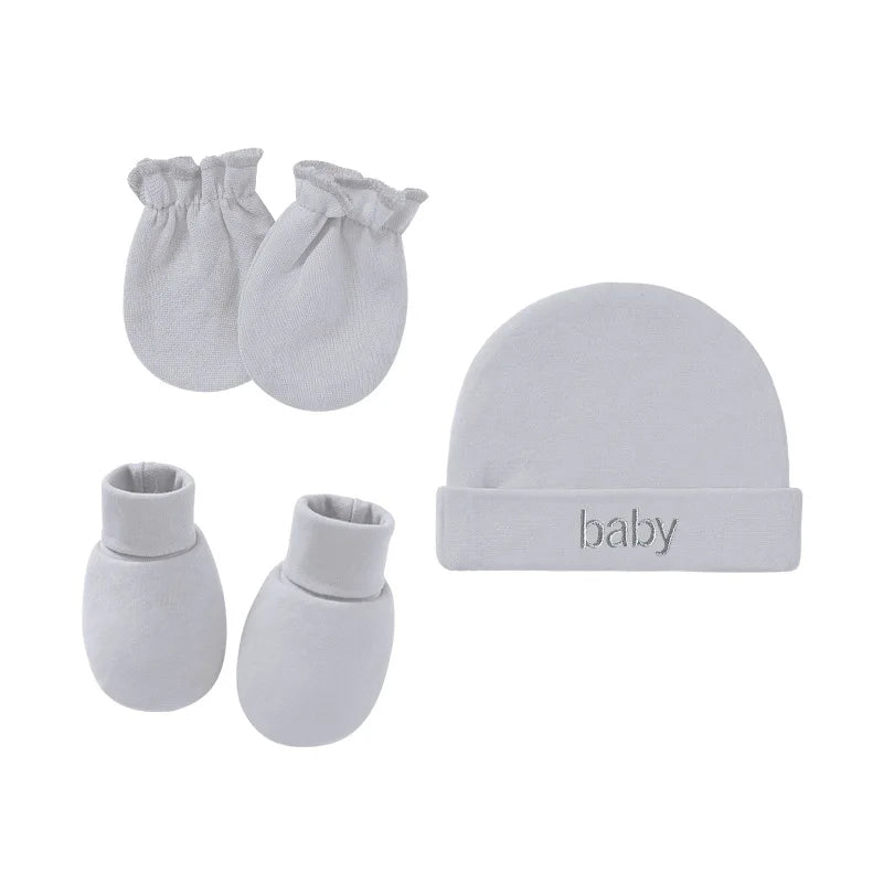 Newborn Hat+Gloves+Socks Set for Baby Boy&Girl Cotton Fall Casual Photography Props Soft Headwear Infant Nightcap Fashion