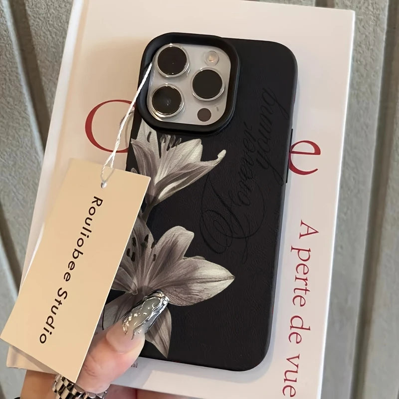 Ink-style Lily Pattern Phone Case For iPhone 17 Pro Max 16 15 14 13 12 11 XS Max X XR 7 8 Plus 16E 17 Air Shockproof Soft Cover