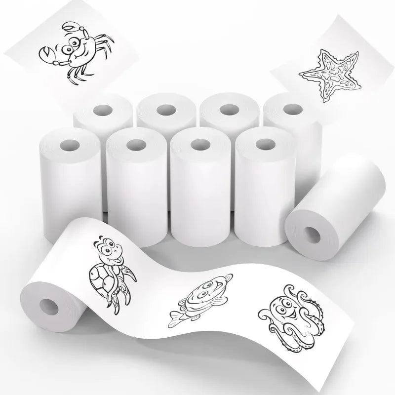 10Rolls 57x25mm White Thermal Paper for Children's Camera Instant Print Kids Camera Printing Paper Replacement Accessories