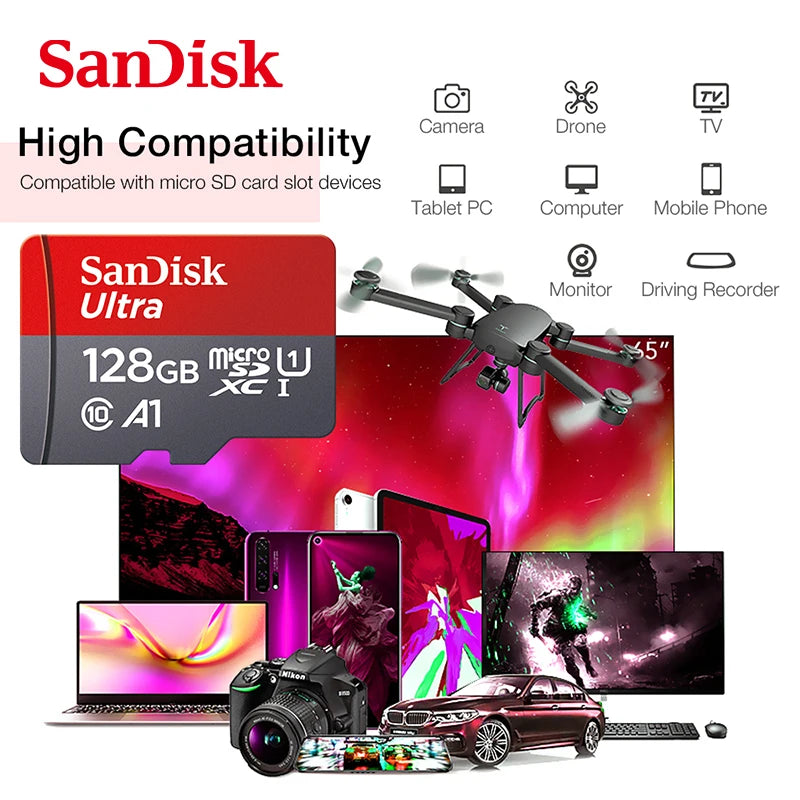 Sandisk Ultra Micro tf SD card 128GB 32GB 64GB 256GB Mini SD Card SD/TF Flash Card Memory Card 32 64 128 gb miniSD for Phone