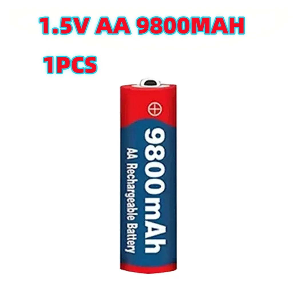 High Capacity 9800mAh 1.5V AA Rechargeable Alkaline Battery Durable for Camera, Microphone, Toy, LED Devices