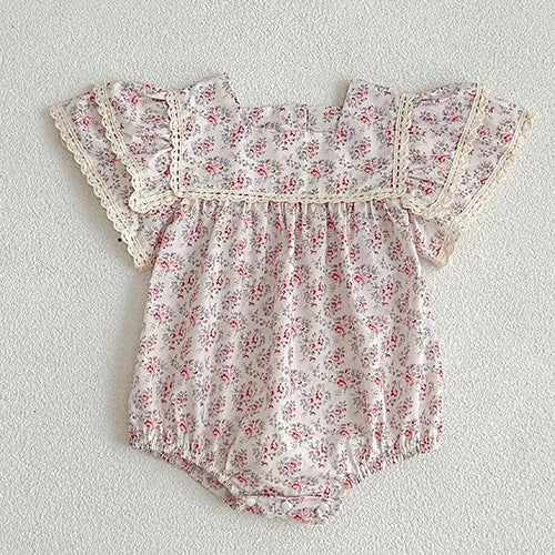 2024 New Summer Sister Clothing Kids Princess Dresses Infant Baby Jumpsuit Short Sleeved Cotton Print Baby Girl Party Dress