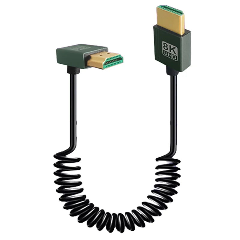 8K UHD Cable 2.1 Standard HD Mini-HD Micro-HD Stretch Spring Curl Flexible Cord for PC Phone Tablet Camera DV Monitor HDTV