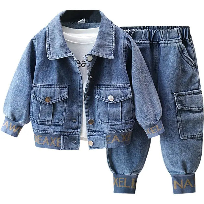 Children's Denim Set 2023 Spring Autumn New Boys and Girls Casual Long Sleeve Denim Set Baby Top and Pants Two Piece Set 2-7Y