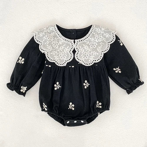 2024 New Autumn Sister Clothes Baby Girl Romper Kids Princess Dresses Long Sleeved Cotton Embroidery 2-6Yrs Girl Party Dress
