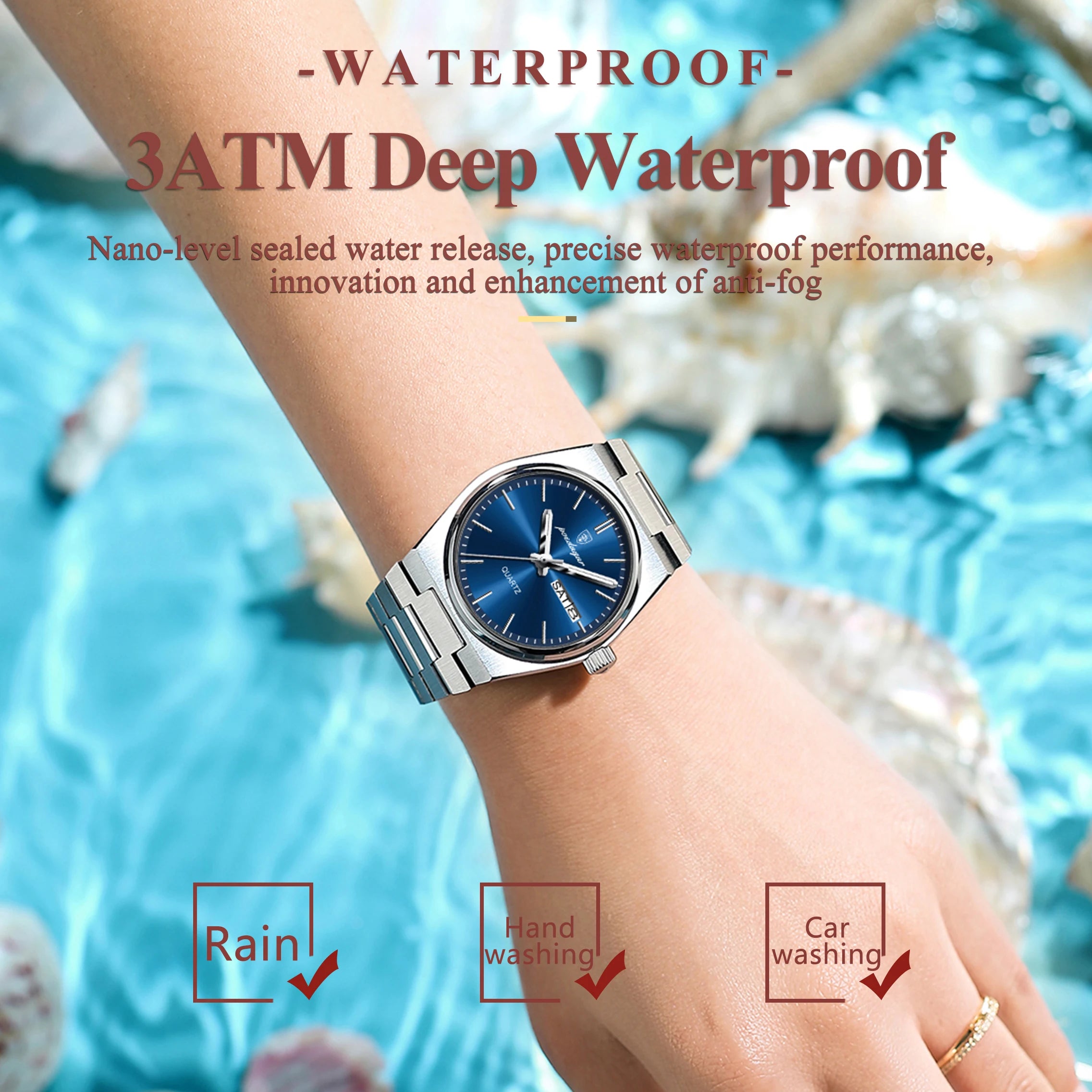 POEDAGAR Top Exquisite Woman Wristwatch Waterproof Luminous Quartz Casual Ladies Watch Date Week Stainless Steel Women's Watches
