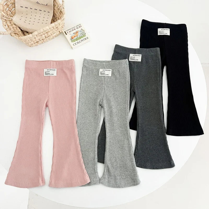 Solid color leggings，Spring new arrivals for girls，Fashionable bell-bottom pants，Versatile and slimming when worn outdoors