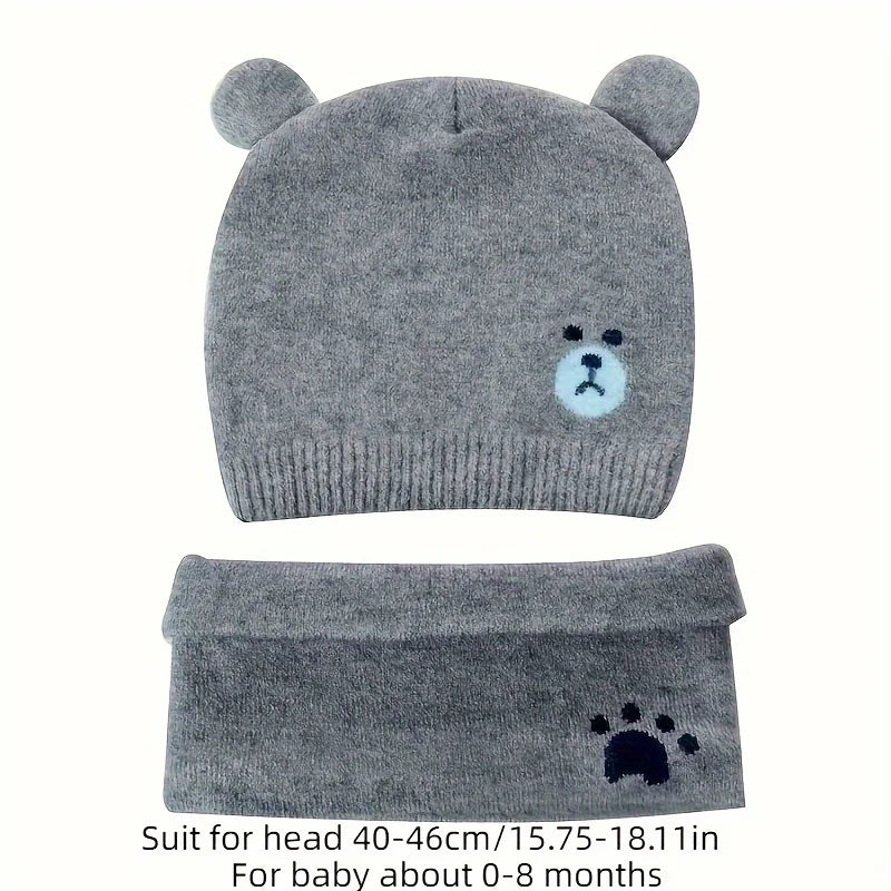 Baby  Winter Hat Scarf Set Knitted Beanie with Neck Collar for Newborn and Infant Baby  Boys Girls Cap with Cute Ears