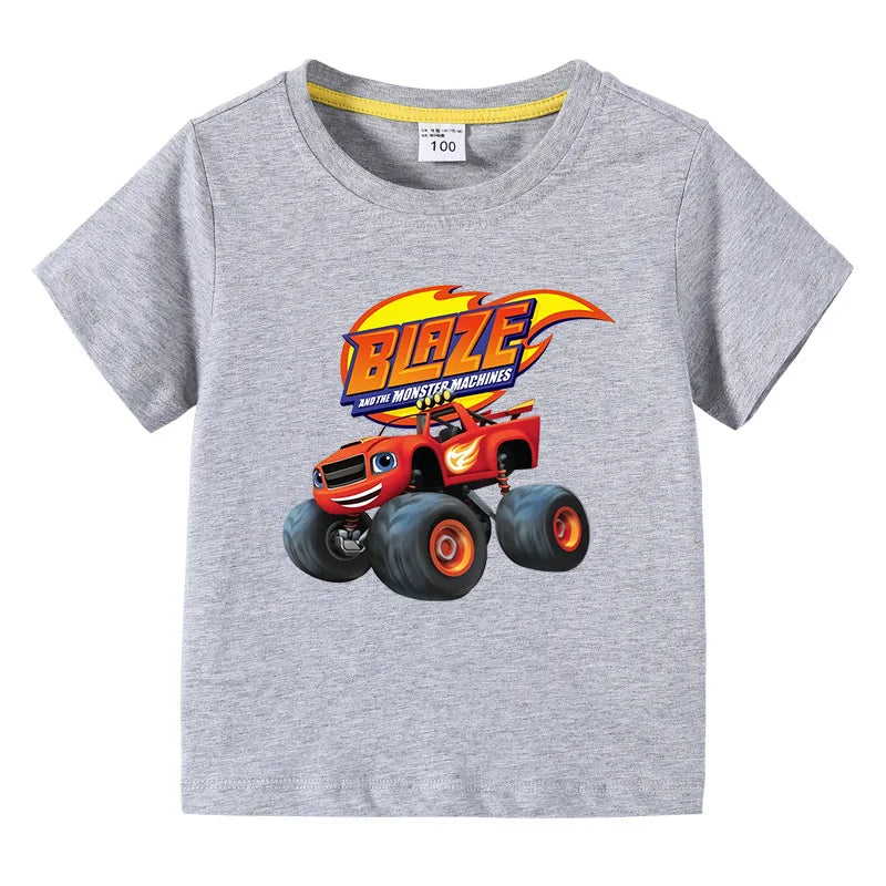Blaze And The Monster Machines Cartoon Kids Funny T-Shirts Baby Boys Cool Summer T shirt Children Tops Girls Clothes 1-10Y