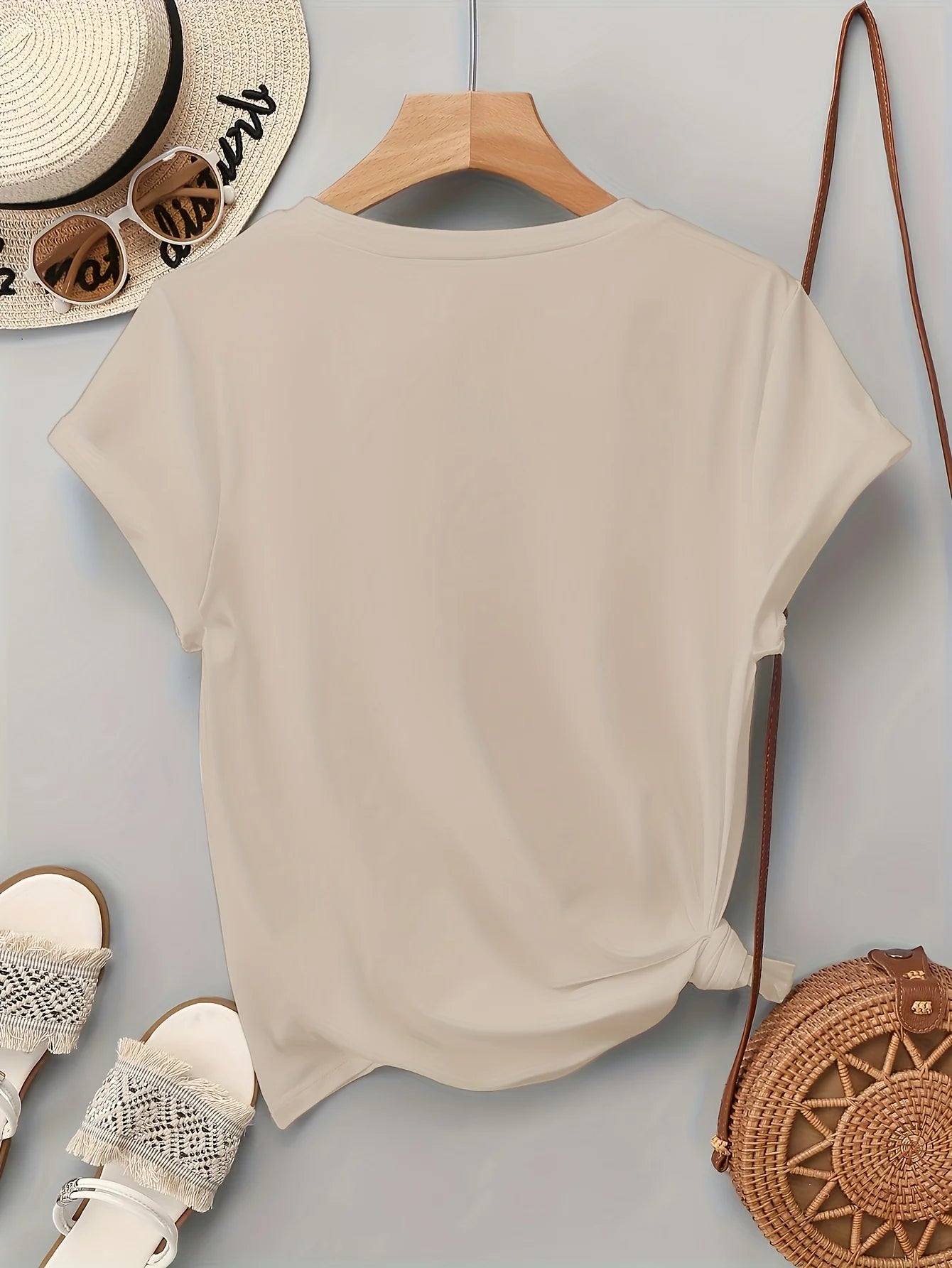 Women's Summer Casual Lavender Floral Print T-Shirt - Korean-Inspired Round Neck Short Sleeve Top Lavender Blouses