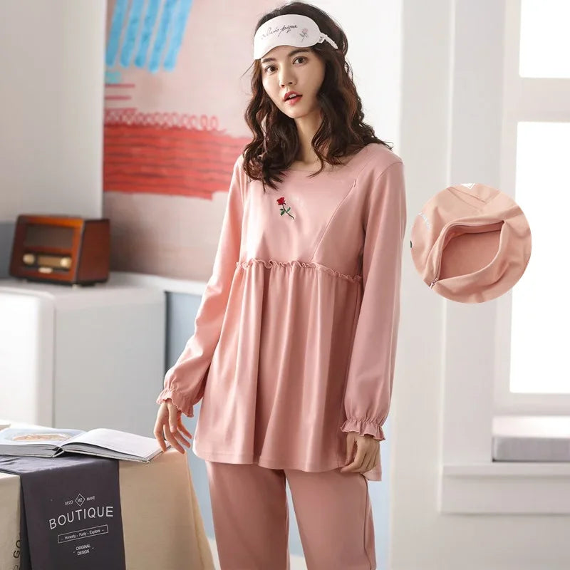 Breastfeeding Pajamas Breast Feeding Nightwear Maternity Nursing Pajama Sets Autumn Maternity Nursing Sleepwear Pregnancy Pyjama