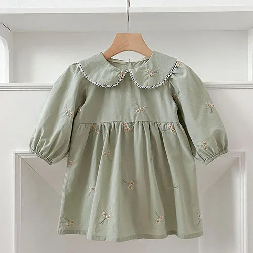 2024 New Autumn Sister Clothes Baby Girl Romper Kids Princess Dresses Long Sleeved Cotton Embroidery 2-6Yrs Girl Party Dress