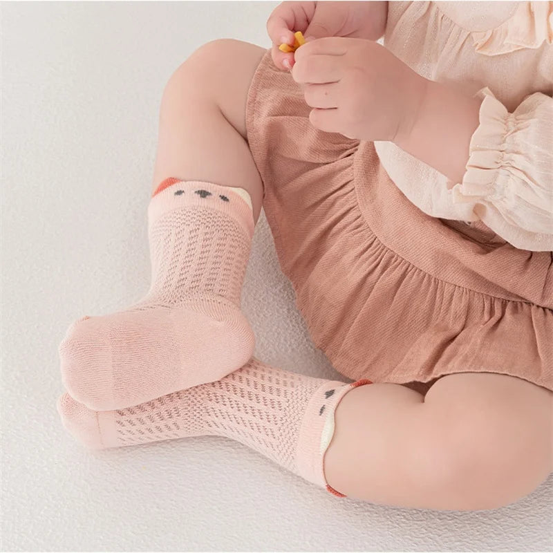 3 Pairs/lot Newborn Socks For Girl Boy 0-5 Yrs Summer Thin Cotton Mesh Infant Baby Boneless Short Sock Cute Clothing Accessories