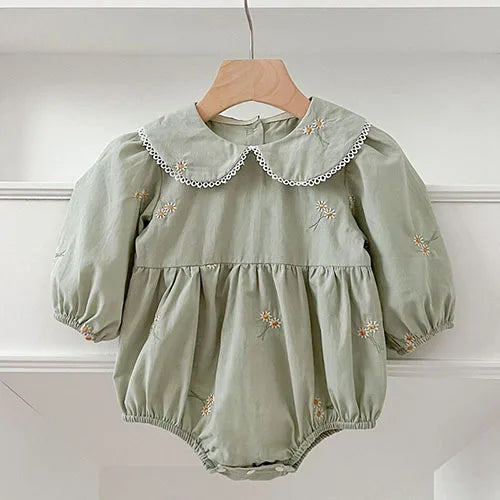 2024 New Autumn Sister Clothes Baby Girl Romper Kids Princess Dresses Long Sleeved Cotton Embroidery 2-6Yrs Girl Party Dress