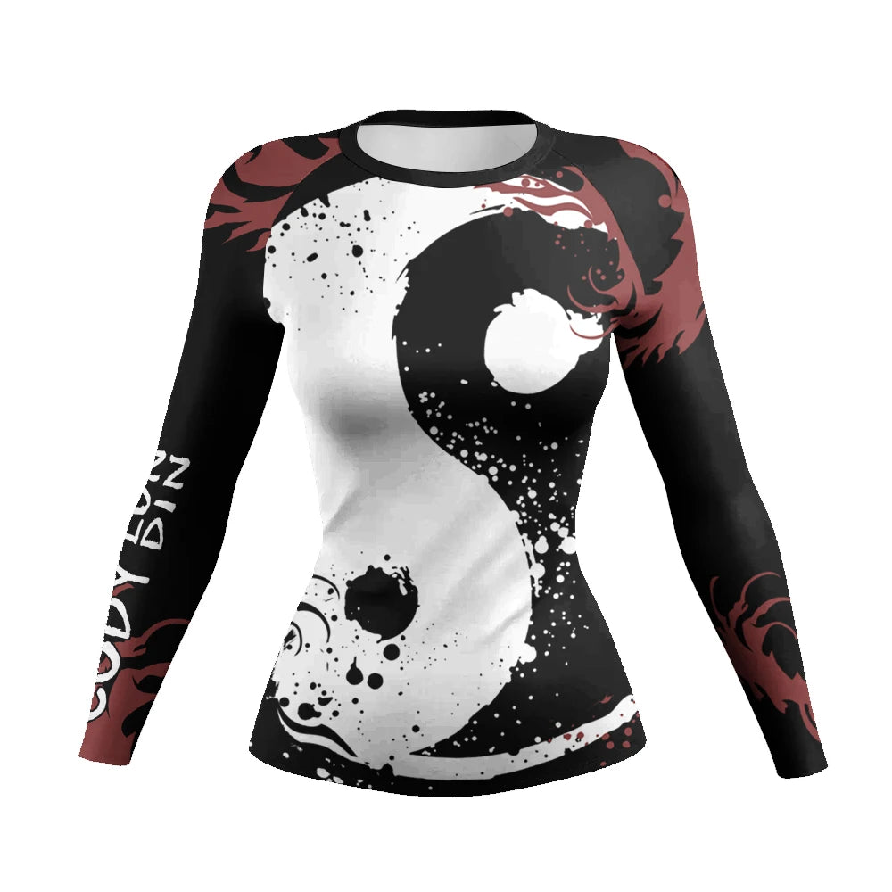 Slim Fit Tranining Women's Rash Guard Long Sleeve UV Protection Tight Fit Yoga Running Gym Fitness Sportswear Quick Dry Tops