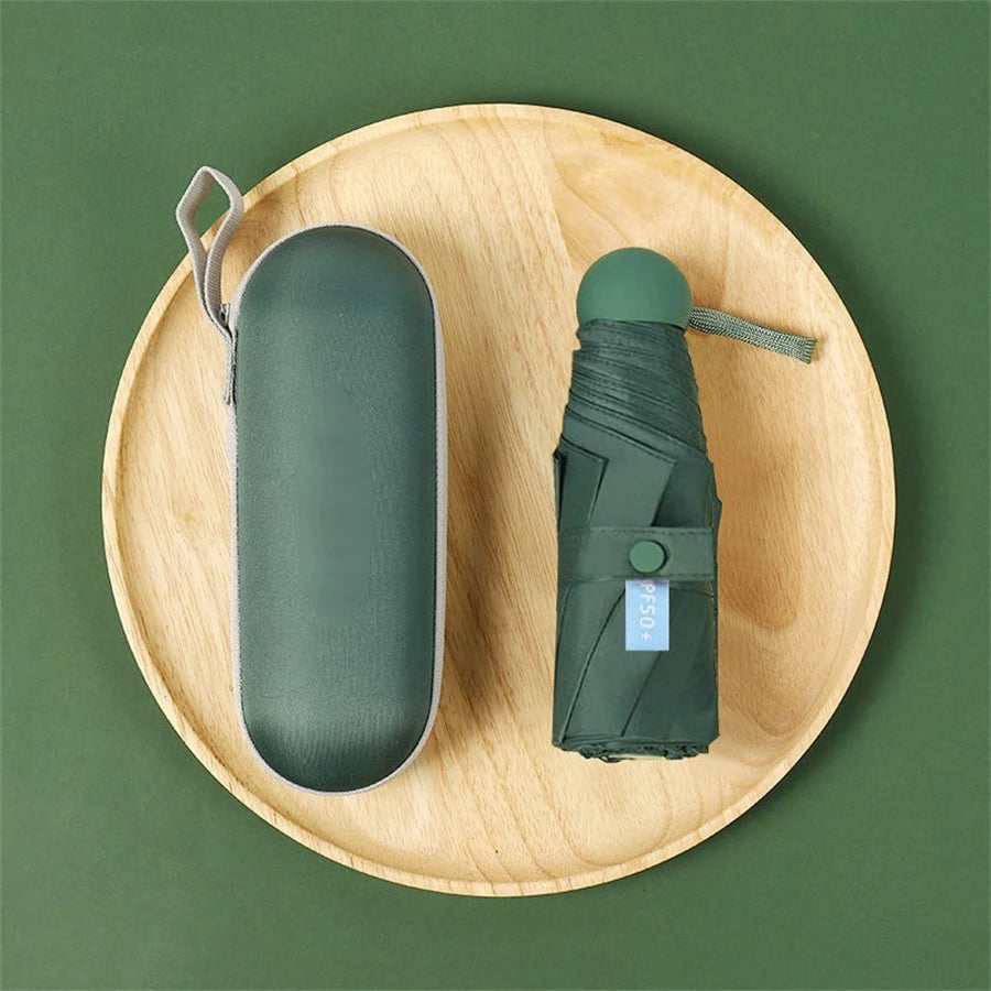 1pc Fashion Women Mini Folding Sun Umbrella UV Protection Portable Pocket Capsule Umbrellas with Box