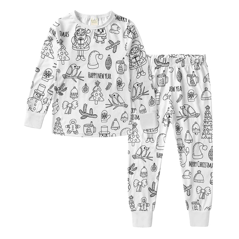 2026 Spring Kids Pajamas Set Baby Cute Graffiti Pyjamas Baby Boys Girls Breathable Sleepwear Sets Kid Cotton Loungewear