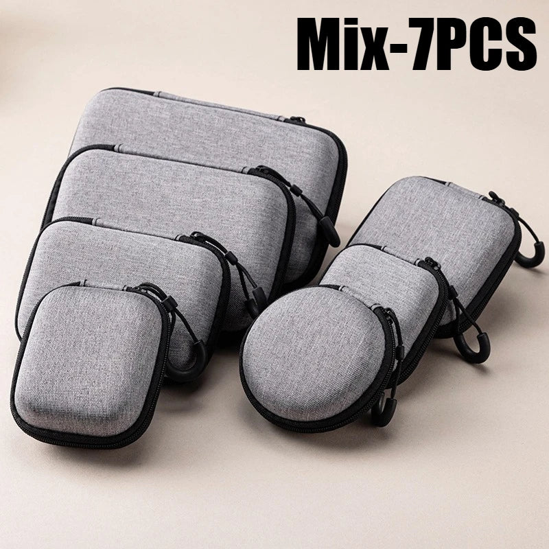 Portable Charger Case Earphone Storage Carrying Pouch Waterproof for Electronic Accessories Travel Organizer Earbuds Keychain
