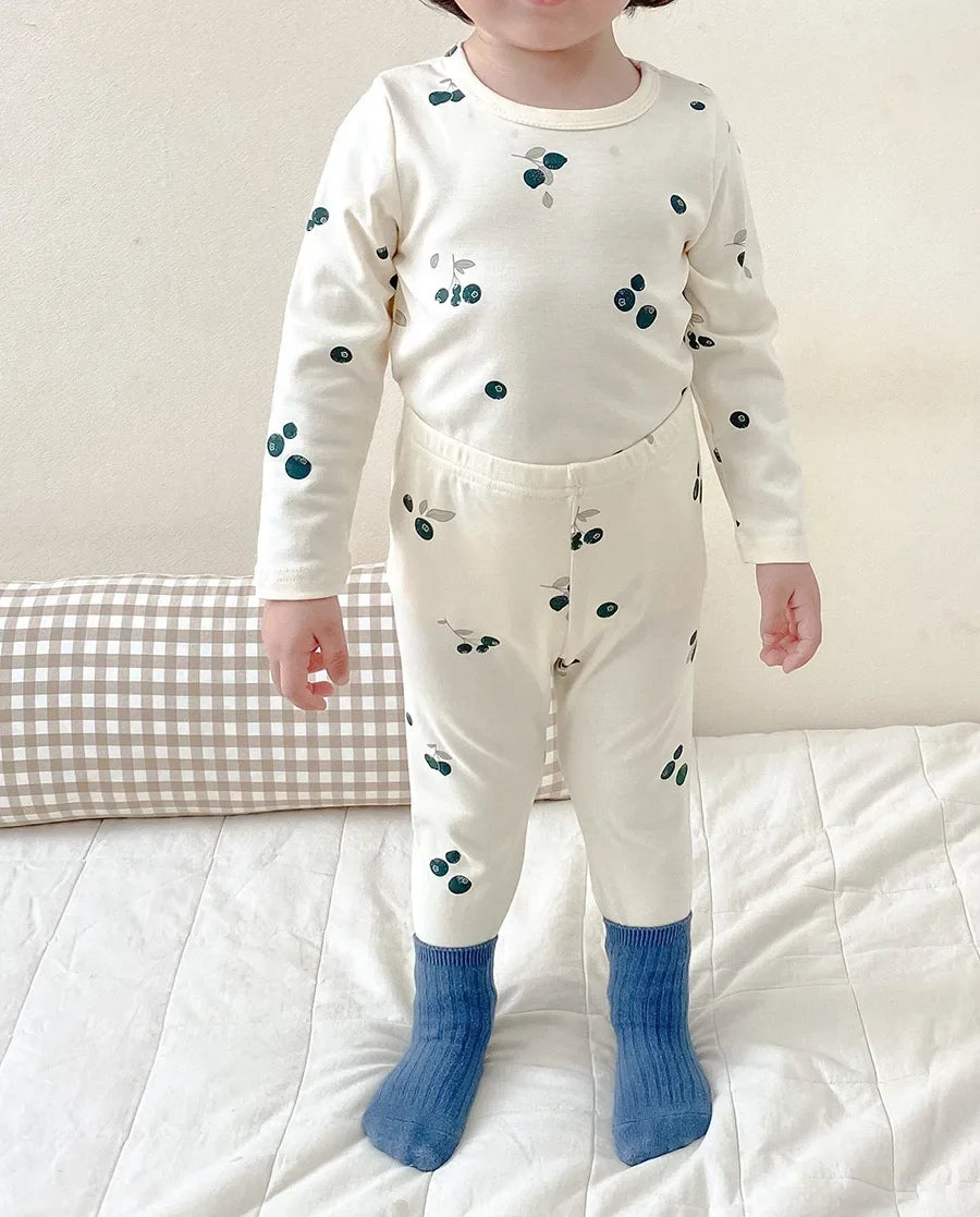 Kids Pijamas Set 2026 Baby Girls Boys Pajamas Cute Cherry Print Cotton Children's Two Piece Set Sleepwear
