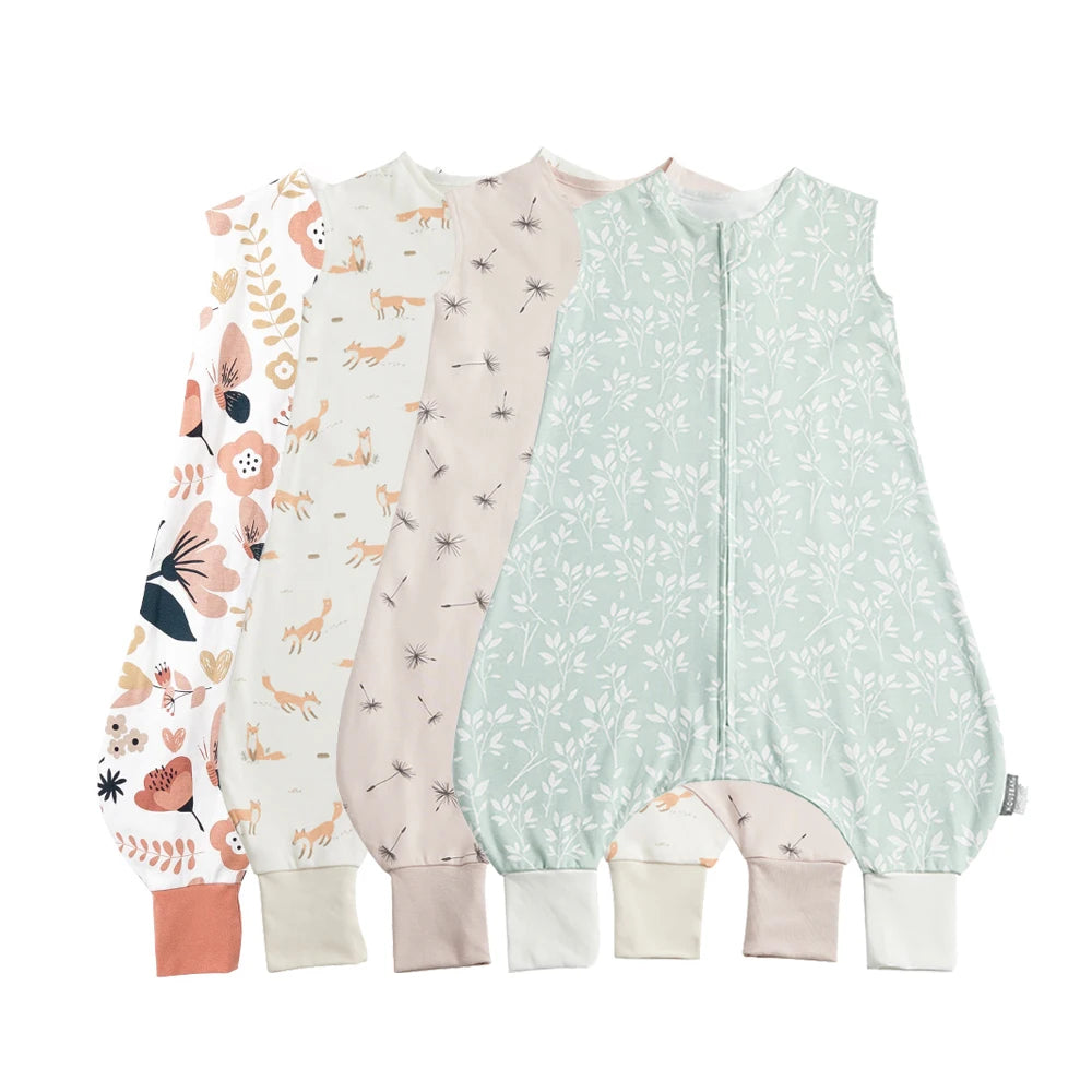 Bib-Style Sleeping Bag With Split Legs Single Layer All-Cotton Lightweight To Keep Baby Cool In Spring And Autumn
