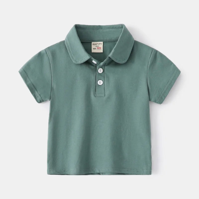 100%Cotton Boys Polo T Shirts Summer Children Clothing Toddler Boy Clothes Kids Top Basic White Black Shirt 2 to 3 4 5 6 7 Years