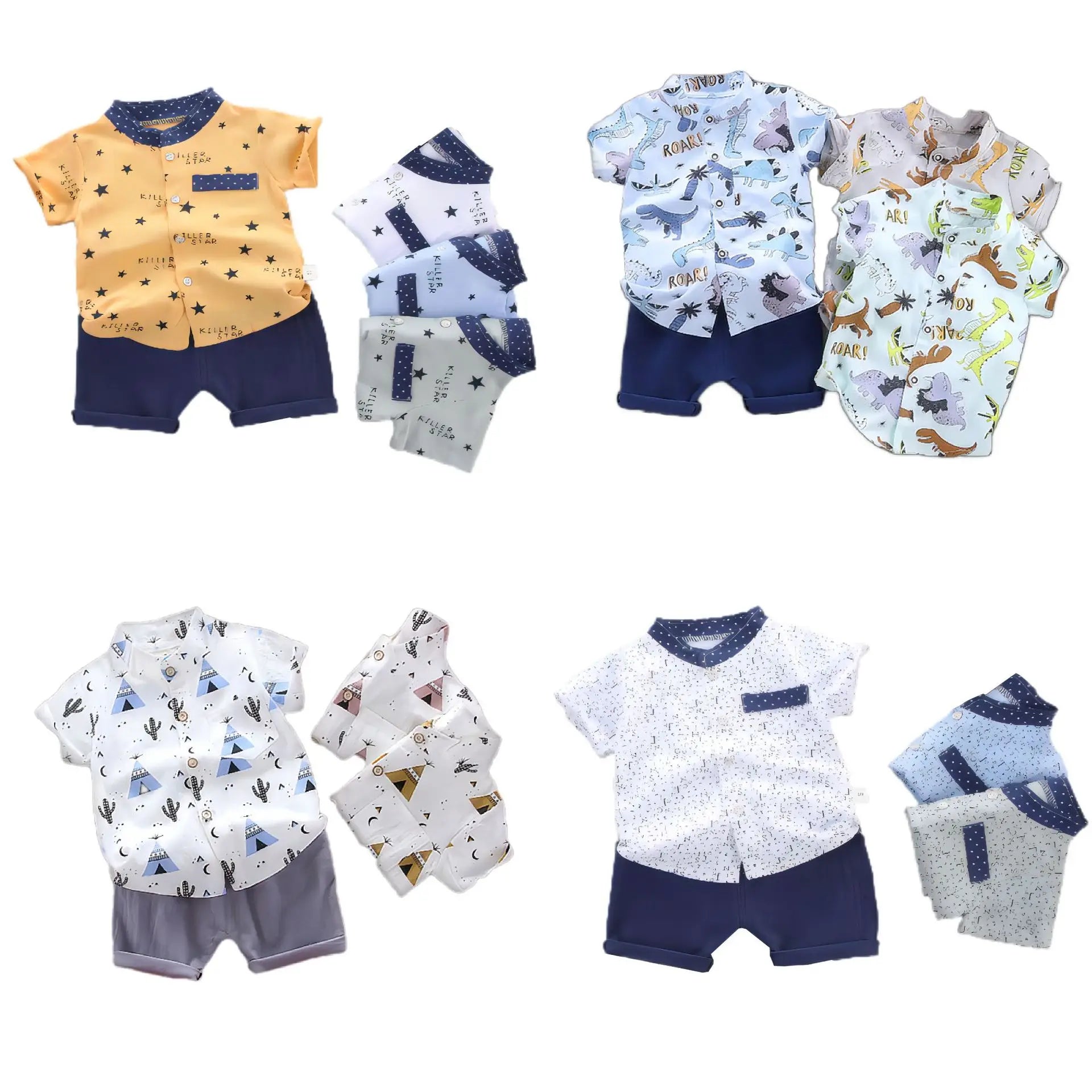 Children's clothing summer Korean version thin baby suit cartoon trendy casual two-piece set