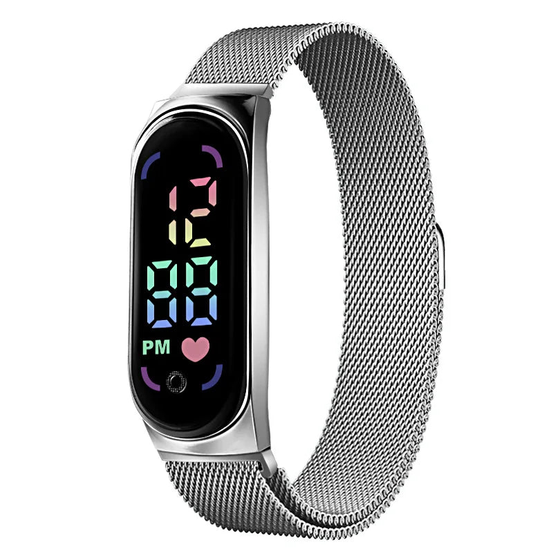 New Magnetic LED Electronic Watch, Student Sports Alloy Bracelet, Gift Children's Electronic Watch