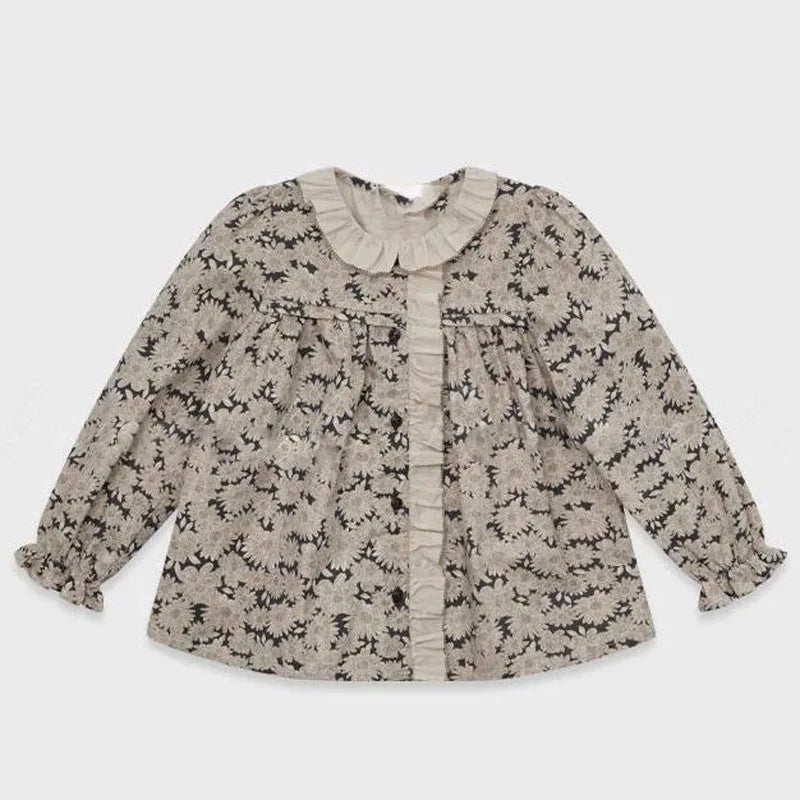 Lou 2025 Autumn Kids Blouse Top Warm Knit Sweaters Cardigan Winter Down Coat Outwear Floral Girl Casual Pant Clothing
