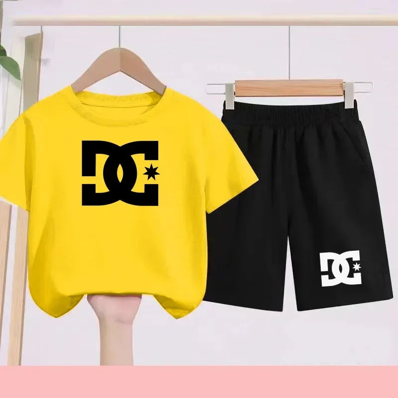 Ensembles d'été Enfants 3-13 Ans Imprimé Mignon T-shirt Sport Manches Courtes + Shorts Décontractés Garçons Filles Tenues Cadeau