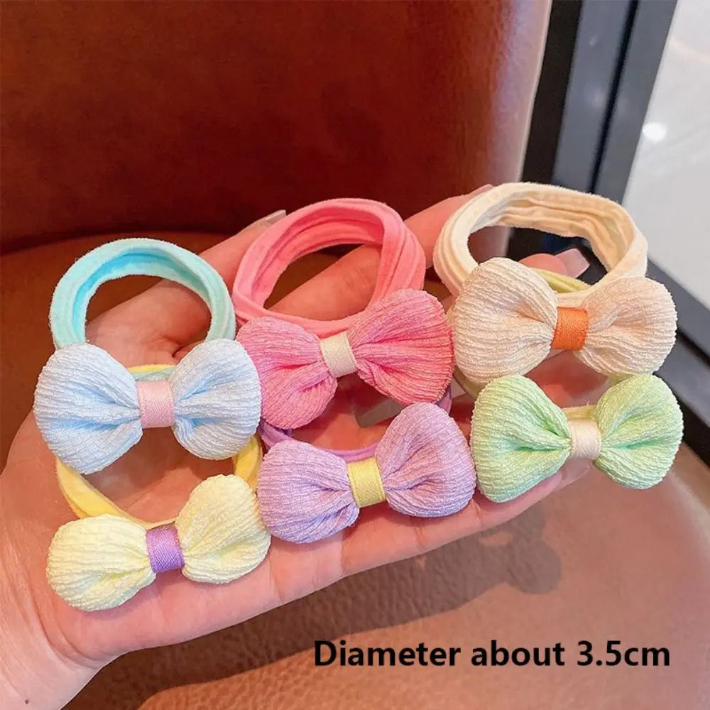 6pc Children Headwear Hair Rope High-value Elastic Hair Band Finger Hair Tie Bowknot Hair Band Tie Hair No Harm Ponytail Holder