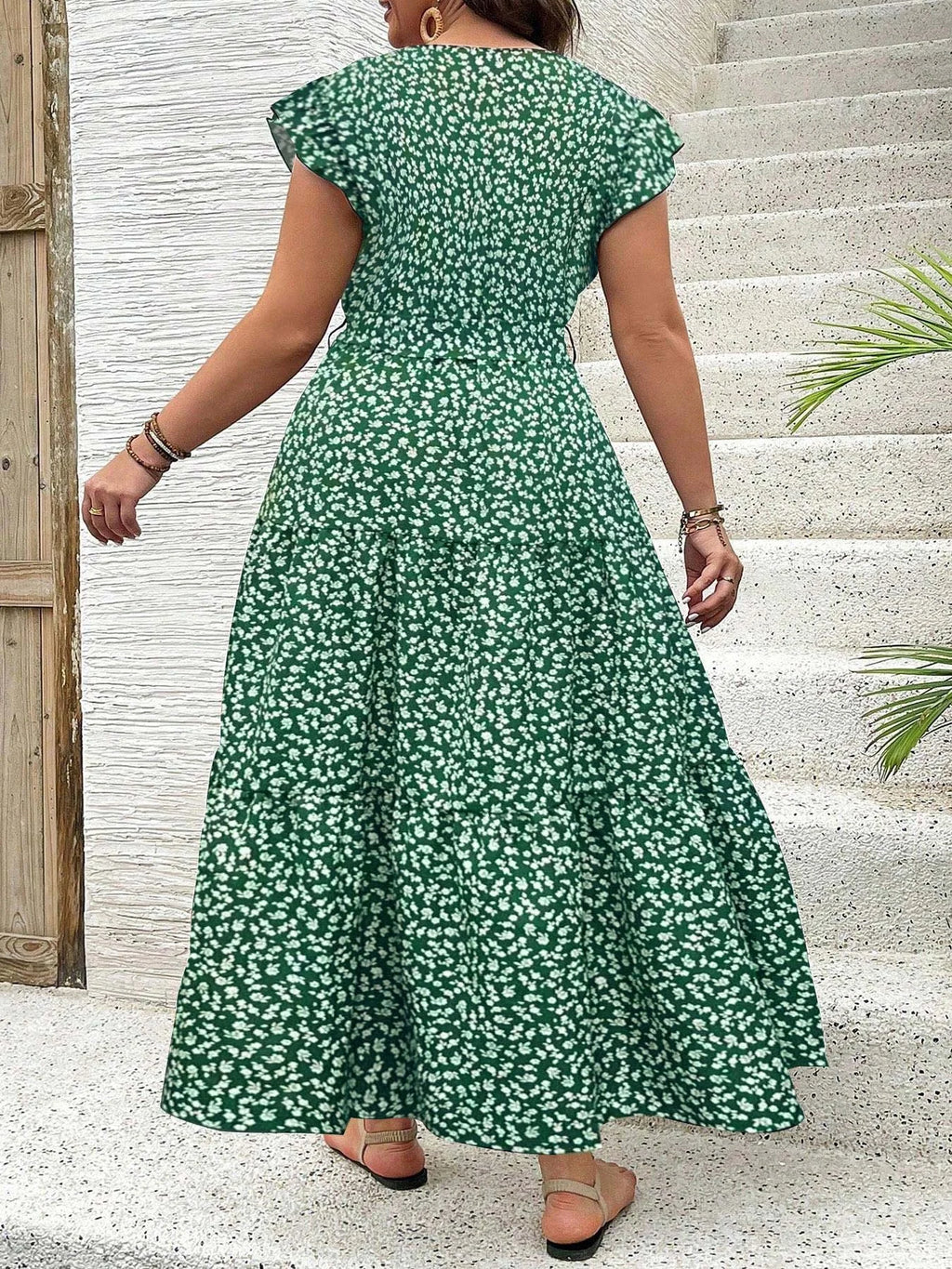 【Plus Size】 Floral Print Dress, Boho Fashion Casual Dress for Beach Holiday Vacation, Women's Plus Size Clothing for Summer