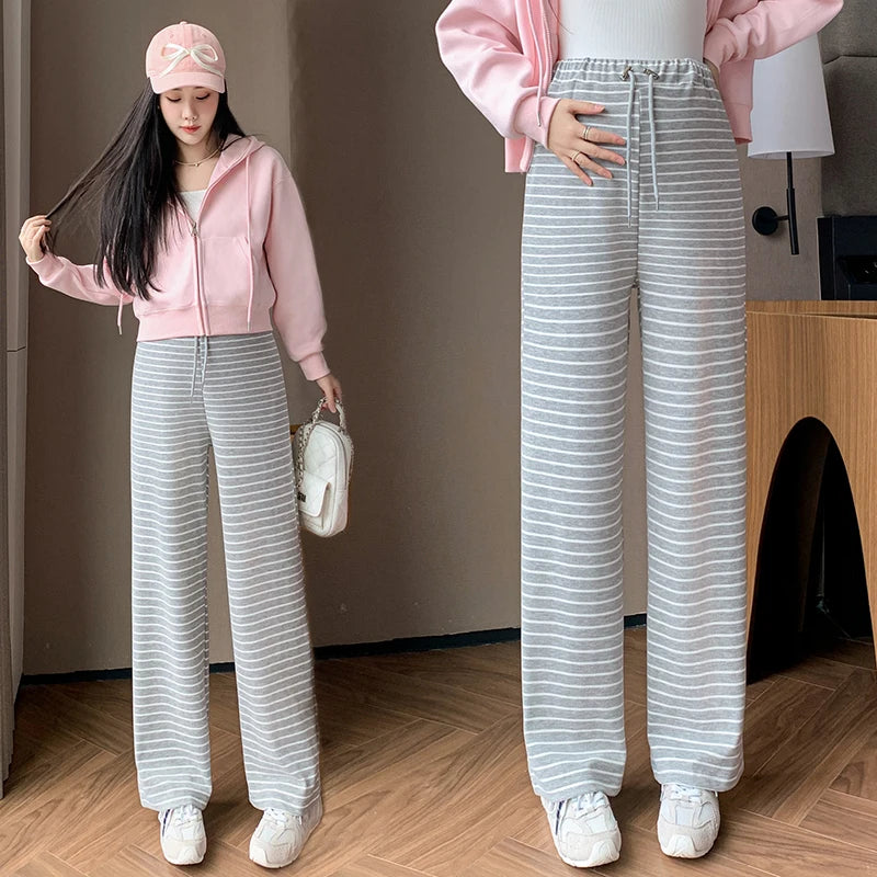 M-4XL Pregnant Women Cotton Fleece Radish Pants Autumn Ankle-length Maternity Corduroy Trousers High Waist Pregnancy Sweatpants