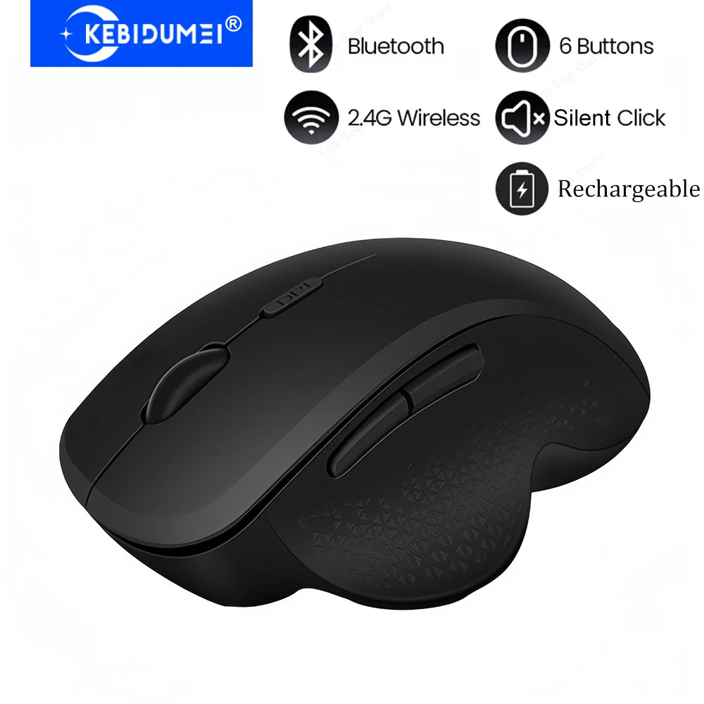 Dual-mode Bluetooth Mouse 2.4G Wireless Mouse 6 Button Ergonomic Mouse 400mAh Rechargeable Gaming Mice Silent Mouse For Laptop
