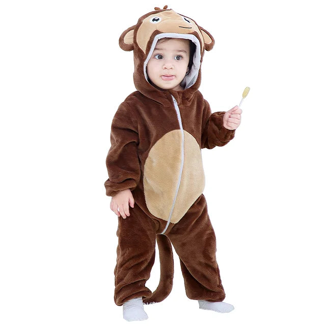 MICHLEY New Easter Rabbit Baby Rompers Winter Hooded Flannel Toddler Infant Clothes Overall Bodysuits Jumpsuit Costume For Kids