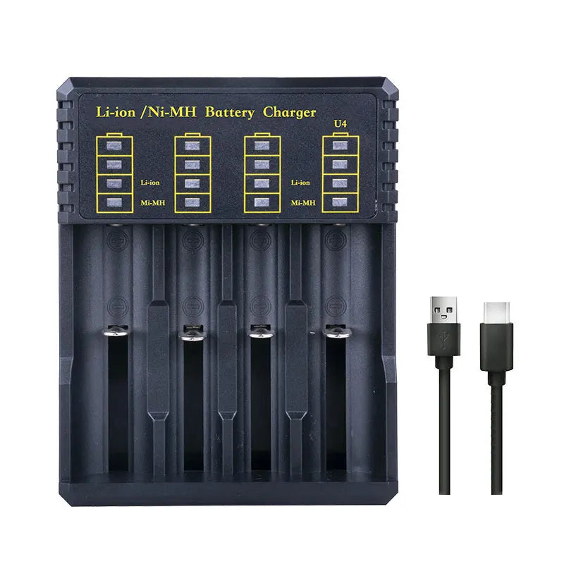 USB Battery Smart Charger 4 Slots For 18650 21700 14500 3.7V Rechargeable Lithium Battery For 1.2V NI-MH AA / AAA Battery