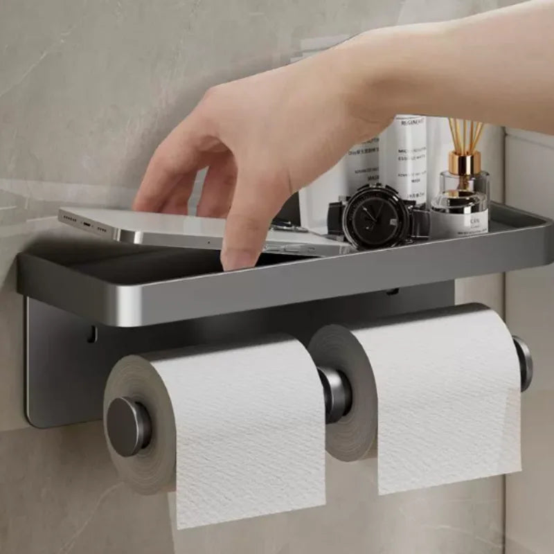 Wall Mount Aluminum Alloy Toilet Paper Roll Holder Durable Tissue Rack Bathroom Hardware Accessory